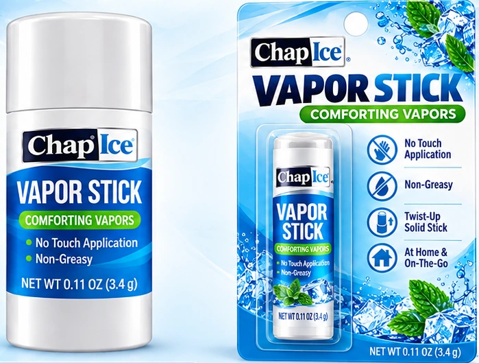 Chap Ice chest rub vapor stick and retail pack