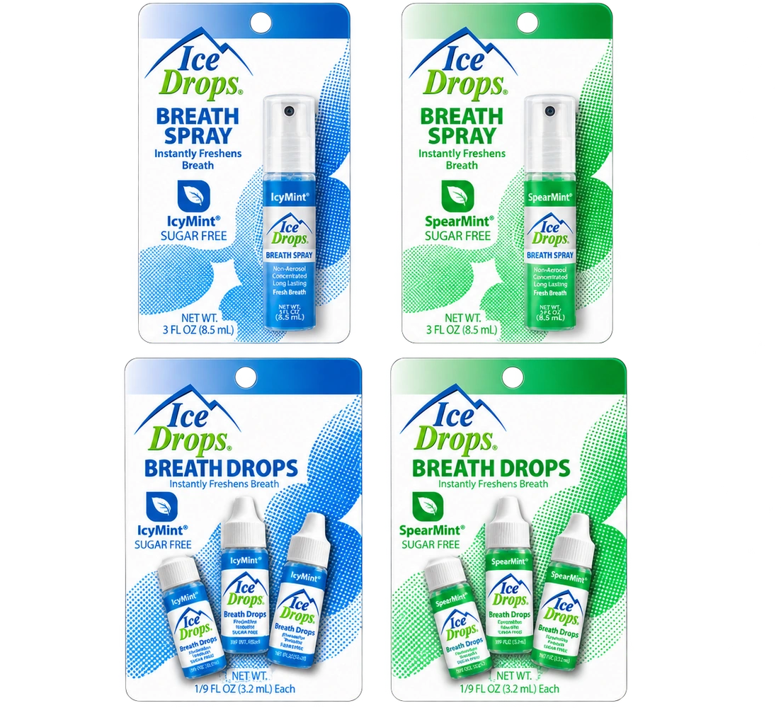 Ice Drops IcyMint and SpearMint breath sprays and breath drops