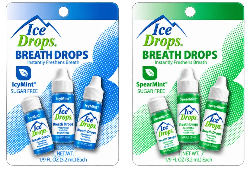 Ice Drops IcyMint and SpearMint liquid breath drop packs