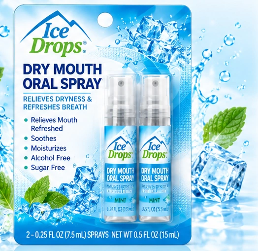 Ice Drops Dry Mouth Oral Spray pocket pack