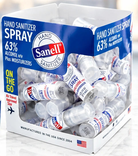 Sanell bulk cube of individual hand sanitizer sprays