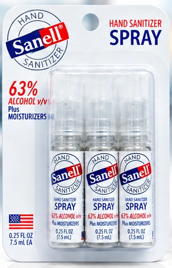 Sanell three-pack hand sanitizer spray