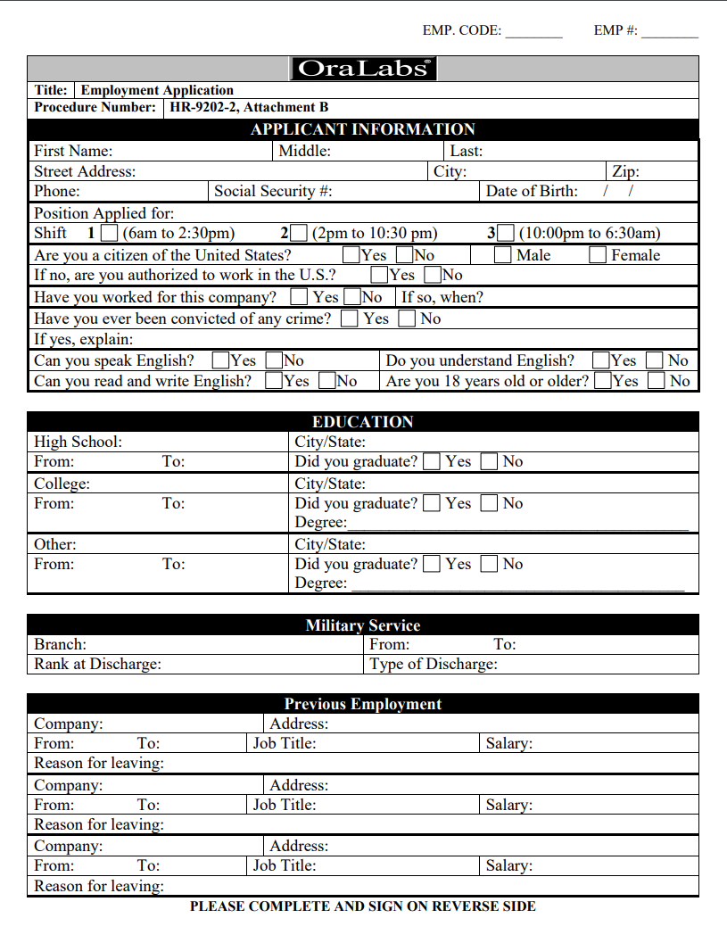 Download Employment Application